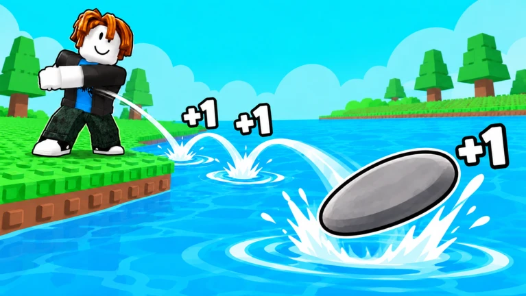 +1 Stone Skipping on Roblox (official screenshot)